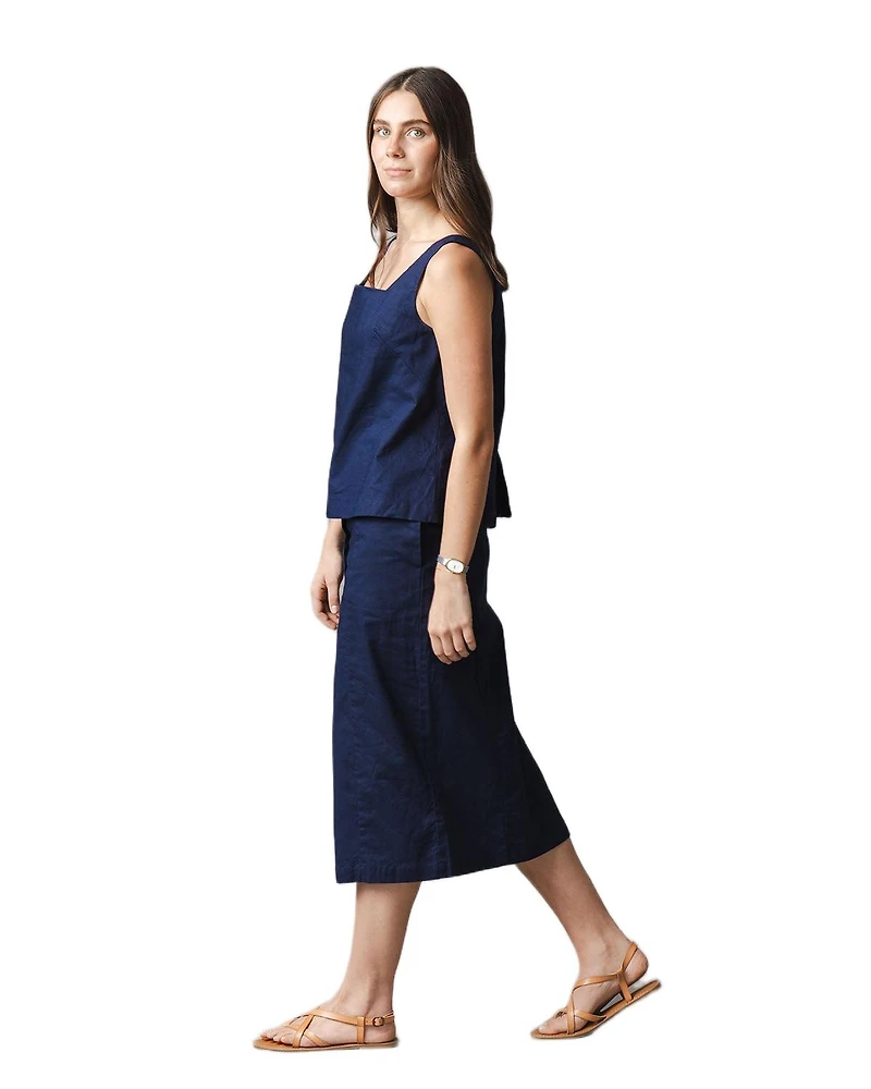 Hope & Henry Women's Linen Button Front Skirt