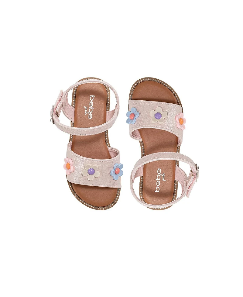 Bebe Little Girls Sandals Cute Fashion Flat and Summer Shoes with Ankle Strap