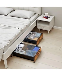 Sugift 2 Pack Under Bed Storage with Wheels 25.6in x 18.1in x 7.1in Clear Top