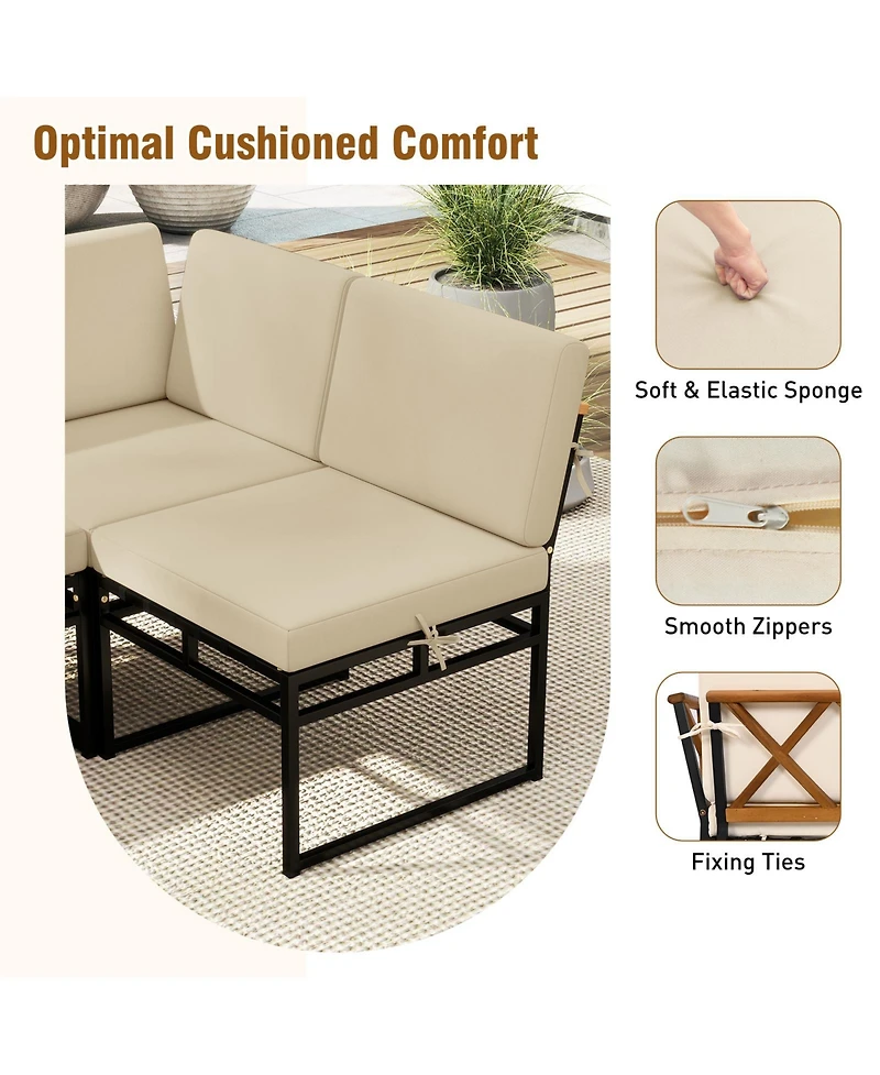 Sugift 6 Piece Outdoor Sectional Sofa Set with Cushions