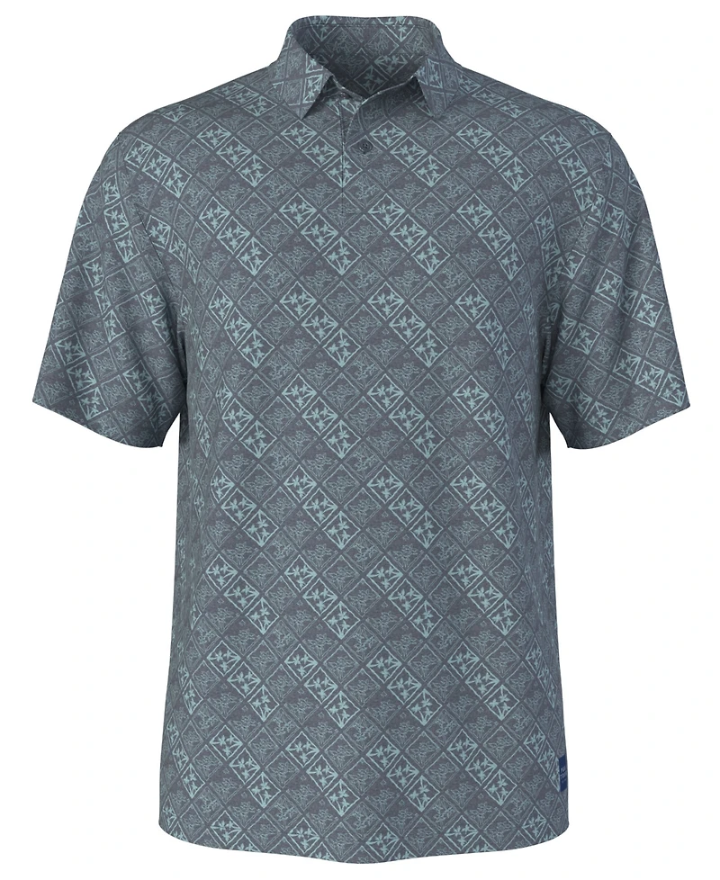Pga Tour Men's Tropical Argyle Print Golf Polo