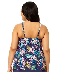 Island Escape Plus Tropical Printed Underwire Tankini Top, Macy's Exclusive