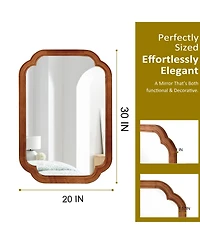 Busdays 20" x 30" Solid Wood Frame Decorative Mirror, Rounded Corners, for Bathroom Wall