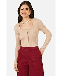 Yumi Women's Knit Fitted Rib Cardigan