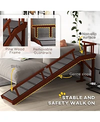 PawHut Wooden Dog Ramp with Removable Guardrails, Non-Slip, 73",