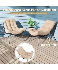 Sugift 3 Piece Wicker Conversation Set with Cushioned Papasan Chairs