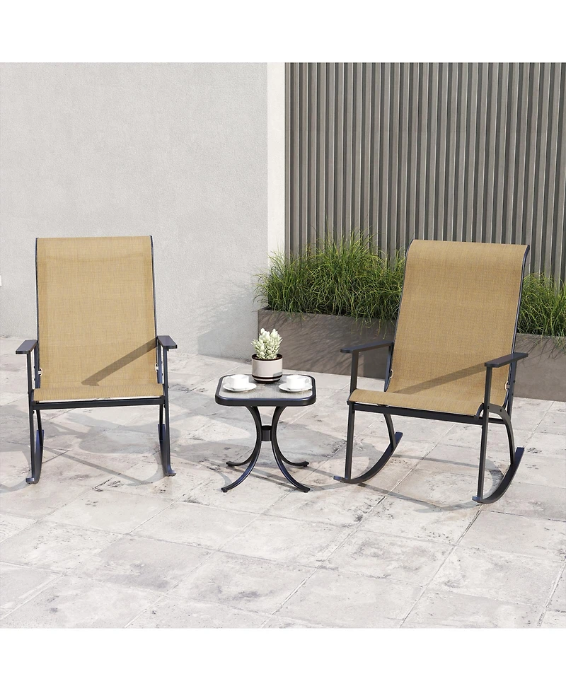 Sugift Heavy Duty Rocking Bistro Set with High Back Chairs and Table