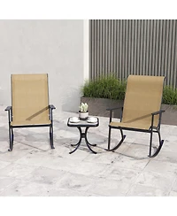 Sugift Heavy Duty Rocking Bistro Set with High Back Chairs and Table