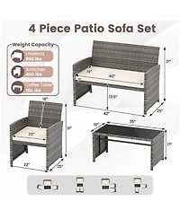 Sugift 4 Piece Patio Conversation Set with Chairs Loveseat and Table