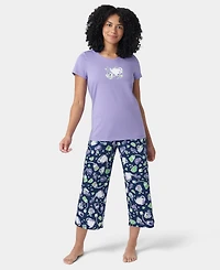 Hue Women's Printed Short-Sleeve Capri Pajama Set