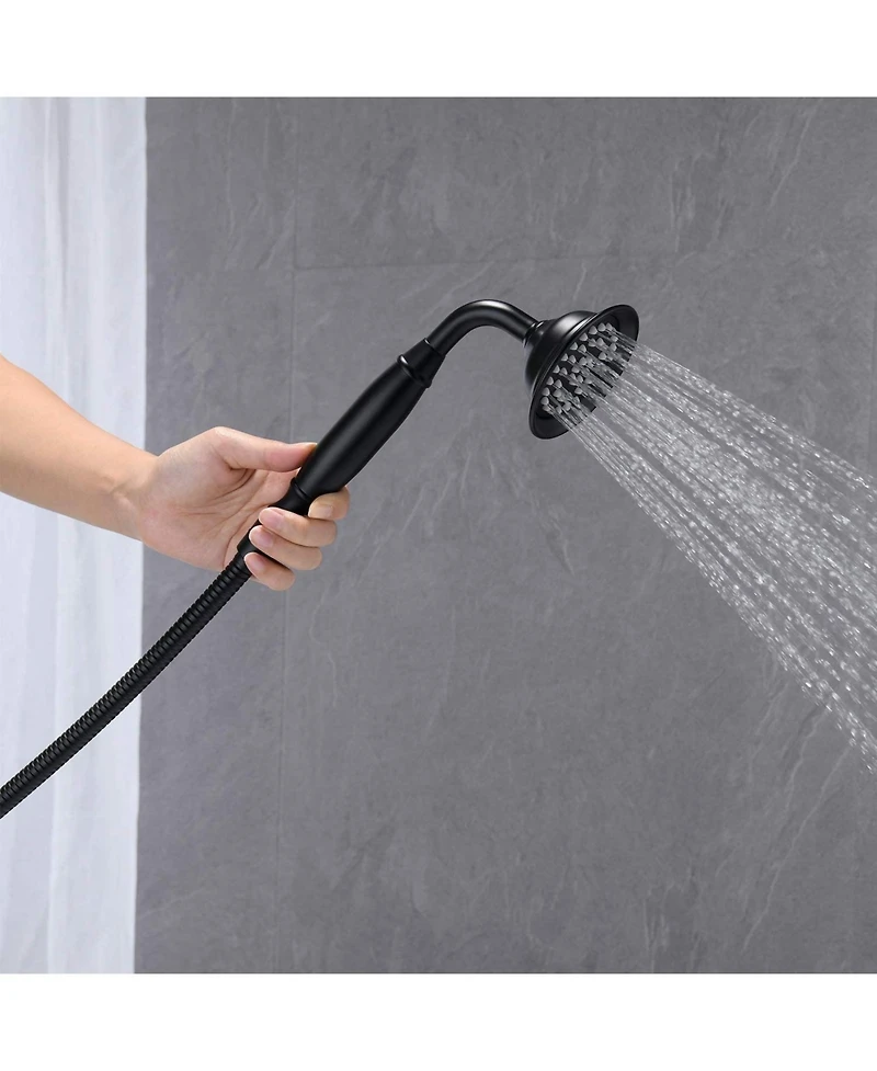 Busdays Freestanding Tub Filler Bathtub Faucet Matte Black with Hand Held Shower Floor-Mount