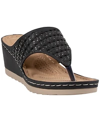 Gc Shoes Women's Dannay Embellished Thong Wedge Sandals
