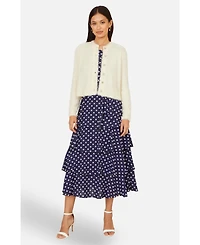 Yumi Women's Eyelash Knit Long Sleeve Cardigan