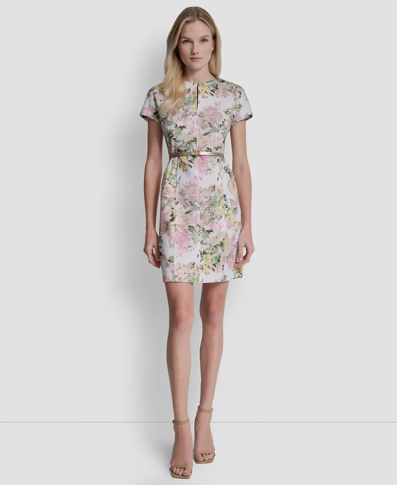 Dkny Women's Short-Sleeve Crewneck A-Line Dress