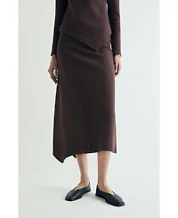 Scalpers Women's Asymmetrical Knit Midi Skirt