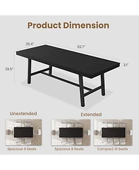 gaomon 63–83" Extendable Dining Table, Industrial Rectangular Table for 6–8, Expandable Kitchen Table with Heavy-Duty Metal Frame