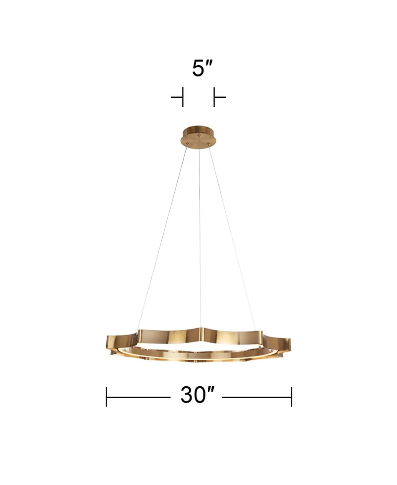 Possini Euro Design Gearworks Wide Brass Led Ring Pendant Light