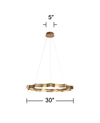 Possini Euro Design Gearworks Wide Brass Led Ring Pendant Light