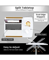 Gouun Adjustable Height Rolling Laptop Table with Lockable Wheels
