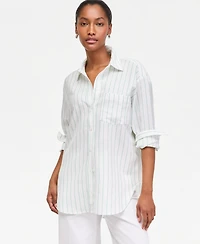 On 34th Women's Linen-Blend Relaxed Oversized Button-Down Shirt, Macy's Exclusive