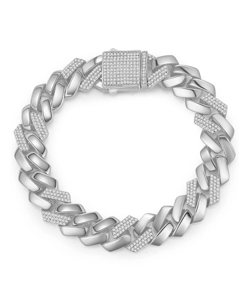 Rachel Glauber Clear Cubic Zirconia Miami Cuban Curb Link Bracelet