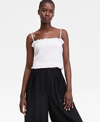 On 34th Women's Linen Blend Smocked Cropped Tube Top, Macy's Exclusive