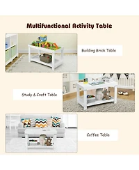 Gouun Multifunctional Wood Kids Activity Play Table with Storage Shelf