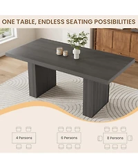 Dining Table with Storage, 70.8" Wood Kitchen Table with Thickened Tabletop and Fluted Legs, Dinner Tables for Kitchen Dining Room