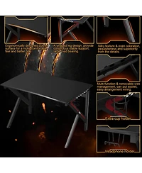 Gouun K-Shaped Gaming Desk with Cup Holder and Headphone Hook