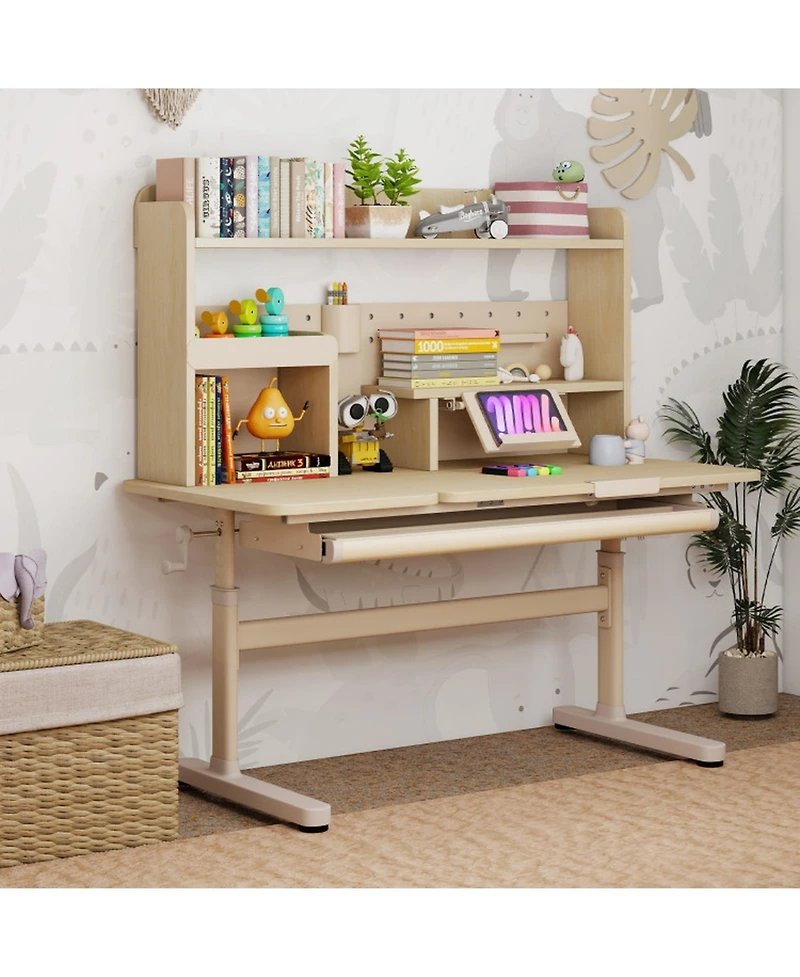 Gouun Height Adjustable Kids Writing Desk with Tilt Desktop and Book Stand