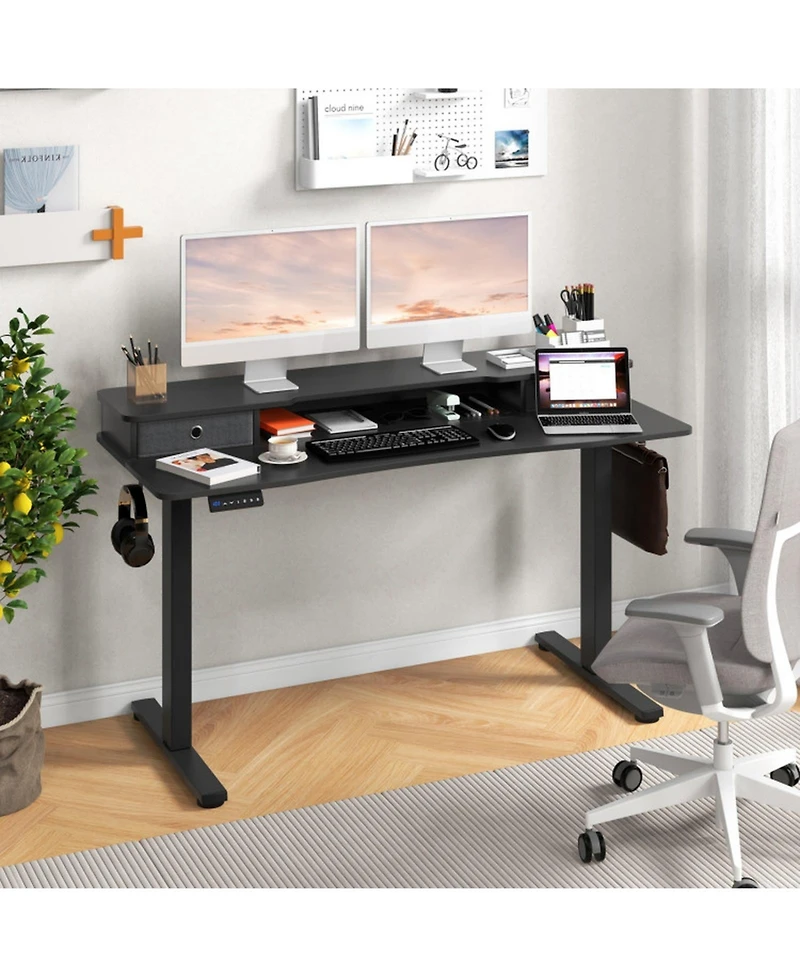 Gouun in Electric Standing Desk with 2 Drawers and Monitor Stand