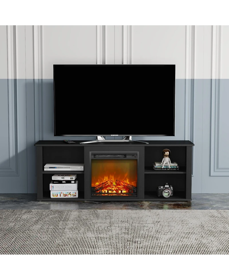 Homlux Modern Fireplace Tv Stand for TVs up to 65" with 1400W Electric Fireplace, Americano