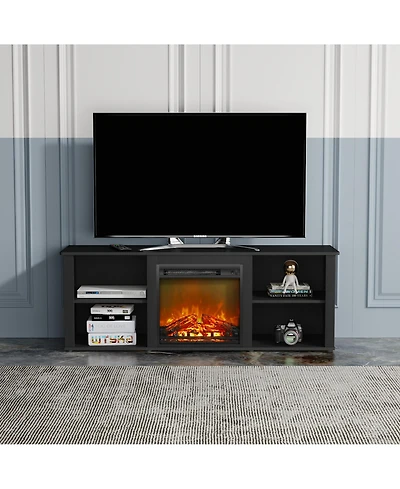 Homlux Modern Fireplace Tv Stand for TVs up to 65" with 1400W Electric Fireplace, Americano