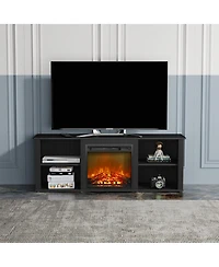 Homlux Modern Fireplace Tv Stand for TVs up to 65" with 1400W Electric Fireplace, Americano