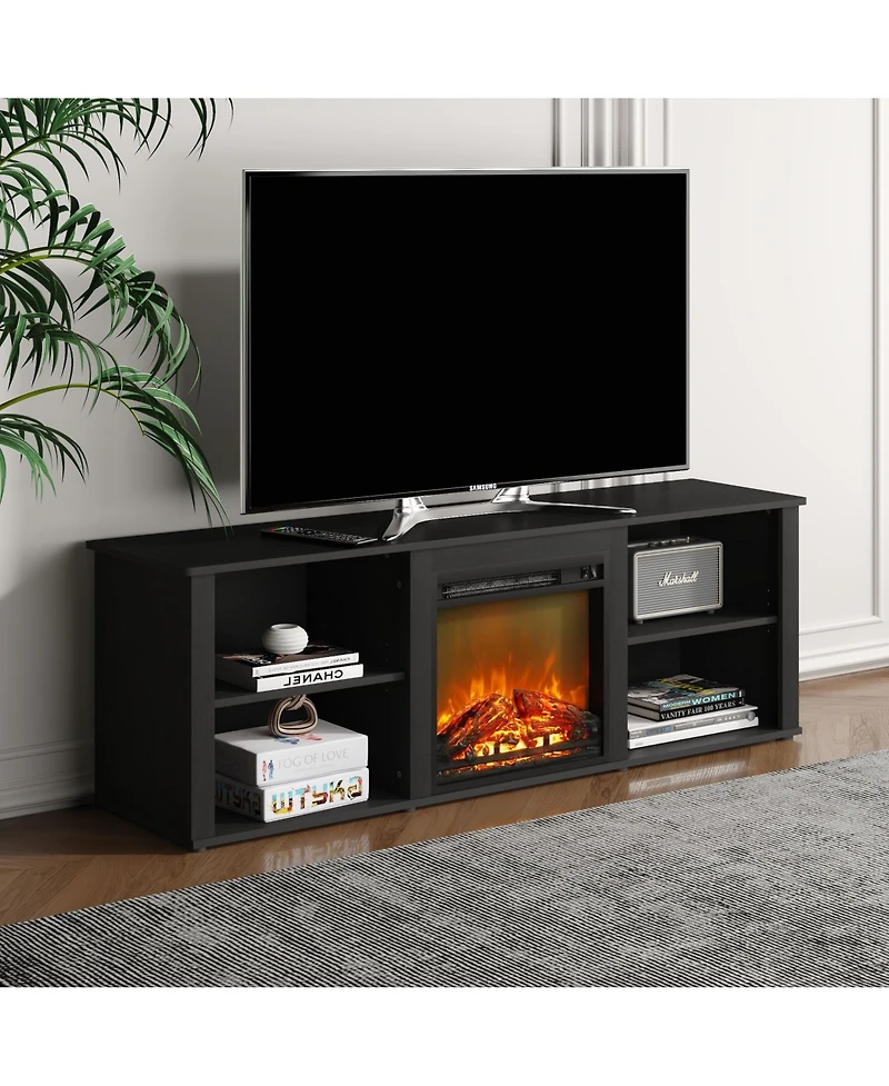 Homlux Modern Fireplace Tv Stand for TVs up to 65" with Storage Media Console, Americano
