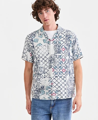 Sun + Stone Men's Paisley Patchwork Short-Sleeve Camp Shirt, Macy's Exclusive