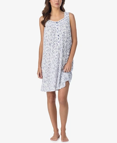 Eileen West Women's Floral Print Sleeveless Short Chemise