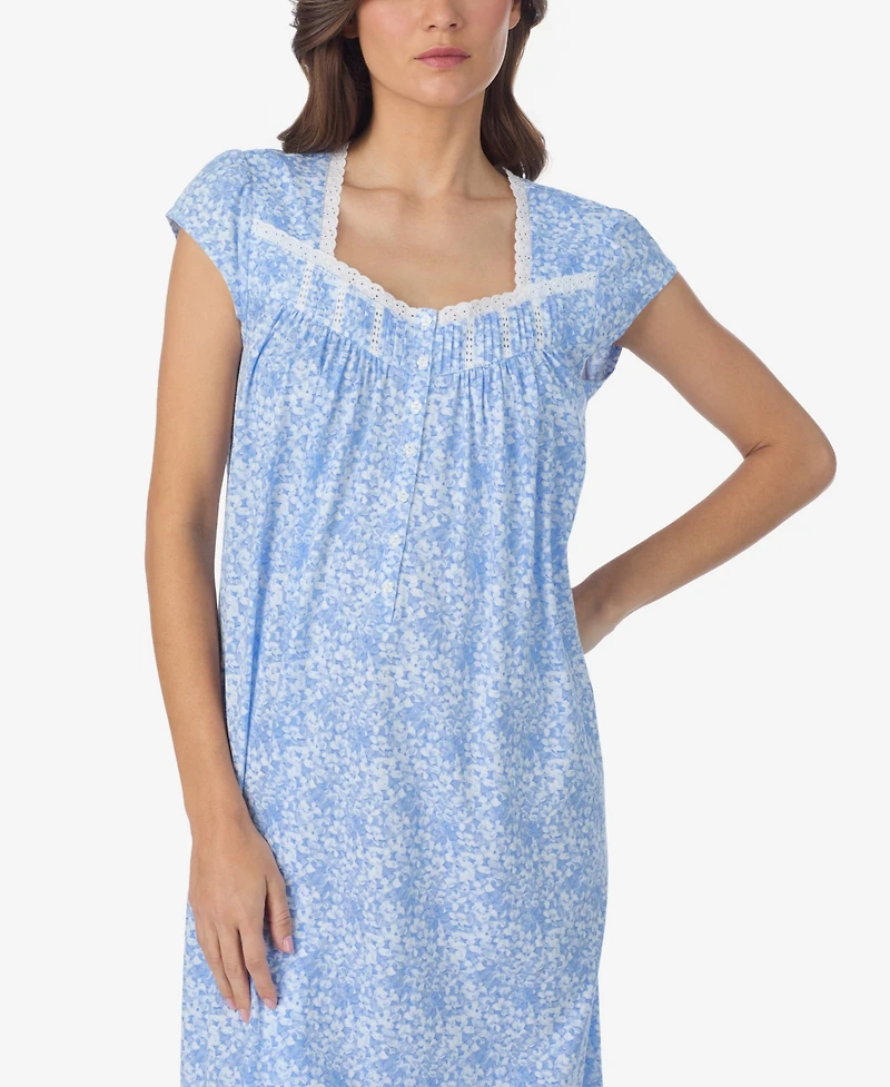 Eileen West Women's Floral Cap-Sleeve Ballet Nightgown