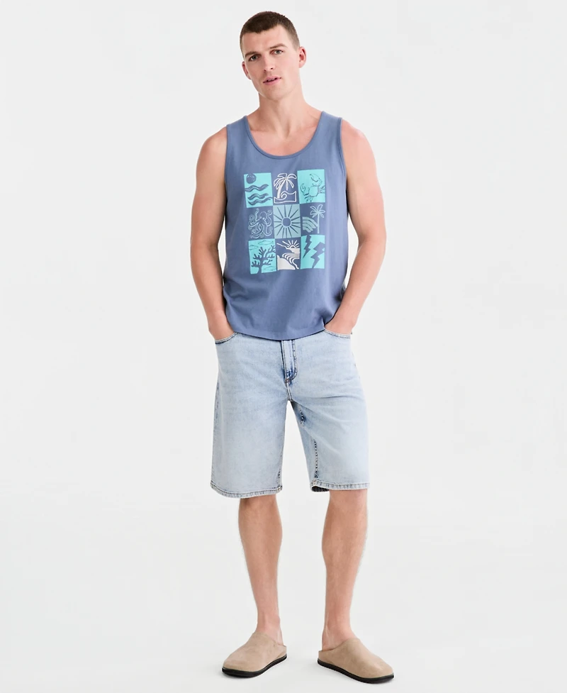 Sun + Stone Men's Cotton Beach Tile Graphic Tank Top, Macy's Exclusive