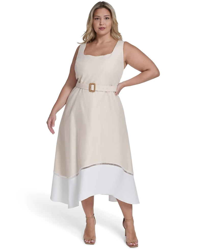 Eliza J Plus Square Neck Midi Dress