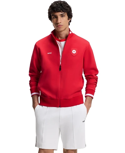 Boss by Hugo Men's Cotton-Blend Canada Country-Flag Badge Sweatshirt