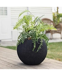 LuxenHome 14.5" Round Bowl Plastic Planter, Mediterranean