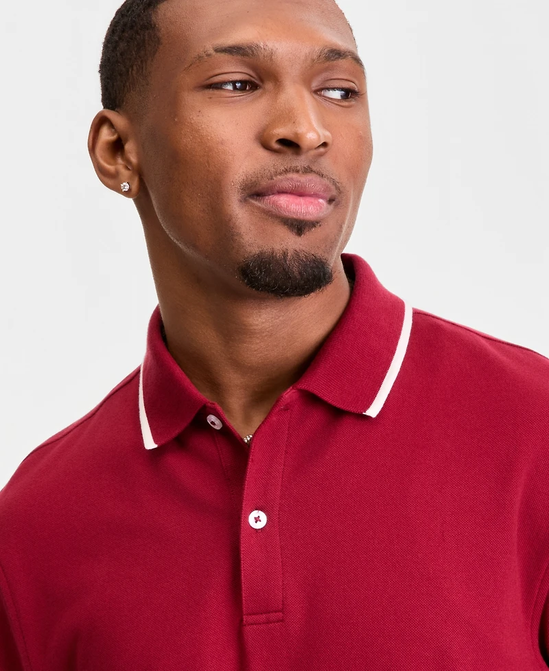 Club Room Men's Regular-Fit Tipped Performance Polo Shirt, Created for Macy's