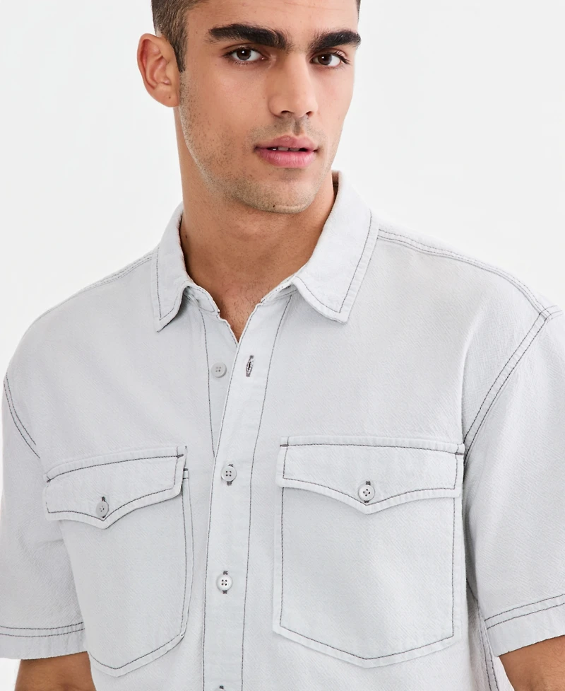 Sun + Stone Men's Cotton Lisbon Relaxed Shirt, Macy's Exclusive
