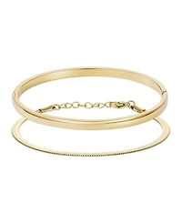 Adornia Tarnish Resistant Gold Herringbone and Cuff Bracelet Set