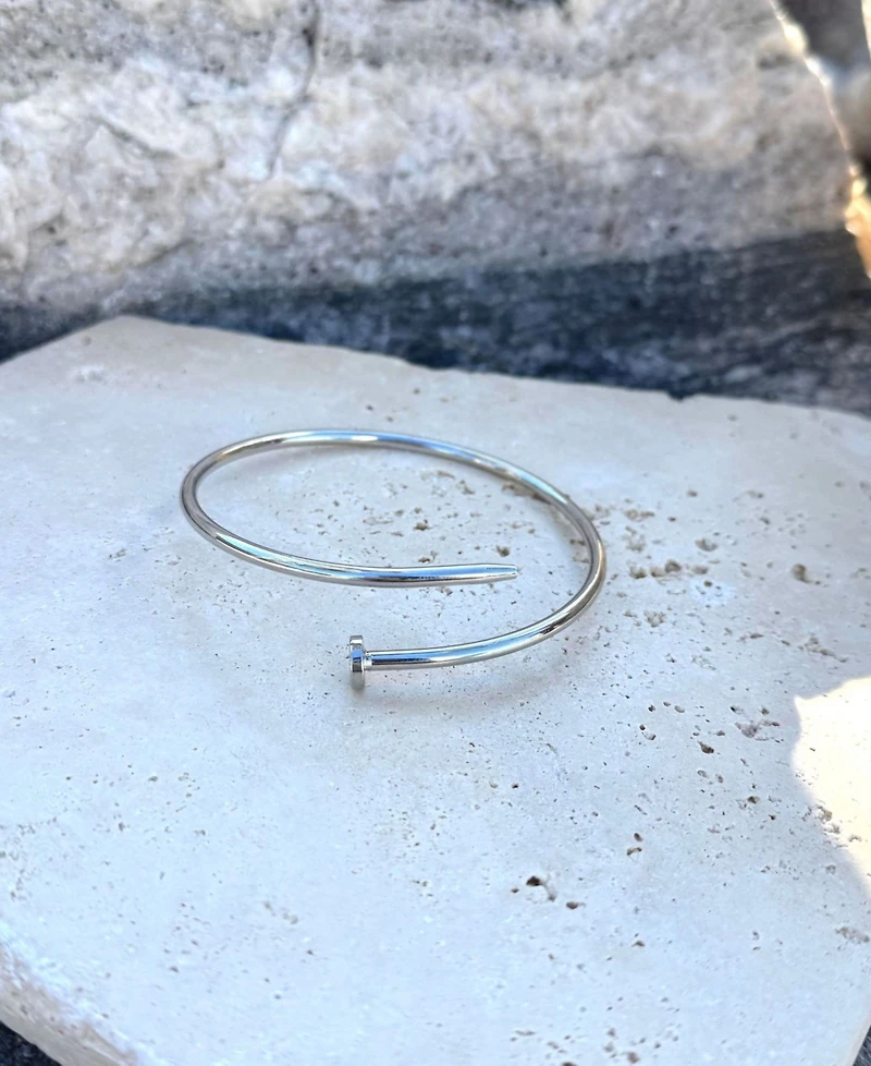 Adornia Silver Plated Thin Nail Cuff Bracelet