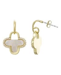 Adornia Mother of Pearl Cubic Zirconia Gold Clover Drop Earrings