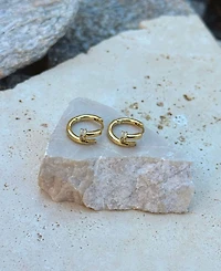 Adornia Cubic Zirconia Gold Nail Hoop Earrings