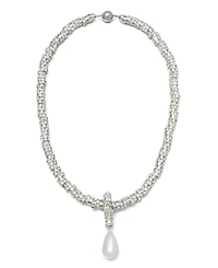 Adornia Silver Oversized Pearl Magnetic Clasp Chain Necklace