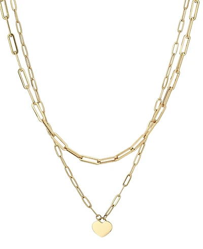 Adornia Gold Layered Heart Paperclip Chain Necklace Set